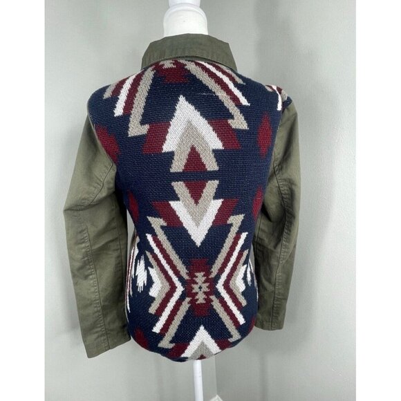 Thread & Supply Utility Jacket with Colorful Knit Back Olive Aztec Women’s XS - Picture 1 of 8